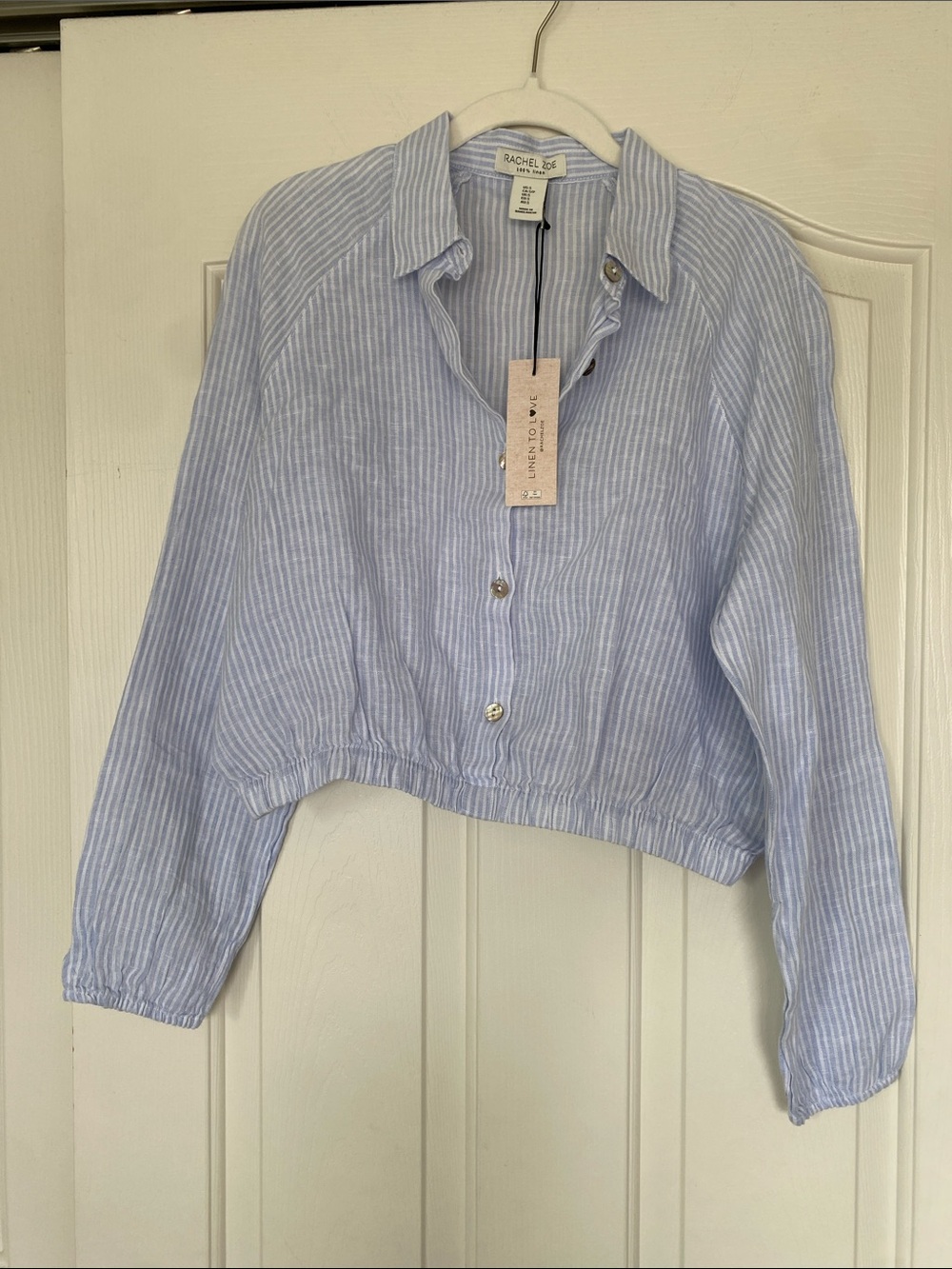 Rachel Zoe Light Blue & White Striped Linen Shirt